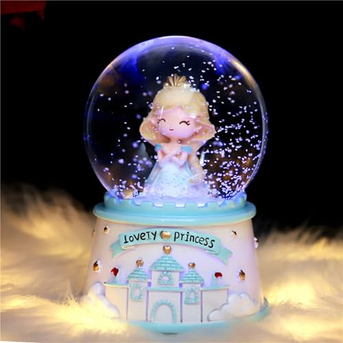 Kristallkugel Schloss Schneekugel Geschenk, Manueller Schneefall, Schreibtisch-Ornament, Weihnachts- und Geburtstagsgeschenk, für Kinder Mädchen Desktop Ornament (Blaues Schloss)