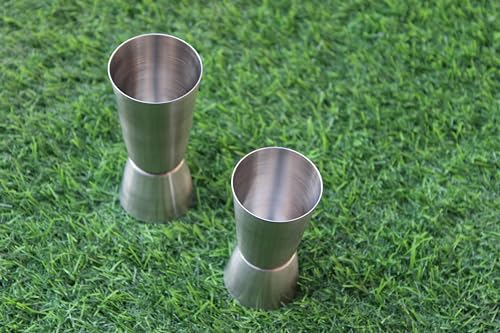 KAM HOME Jigger per Bartending, Doppio Jigger Cocktail Jigger giapponese Premium in acciaio inox Jigger con misure interne set di 02 pezzi