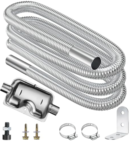 URAQT Parking Heater Exhaust Pipe, 300cm Exhaust Hose for Generator with Muffler, Diesel Heater Exhaust Pipe, Stainless Steel Exhaust Pipe Set, Car Air Heater Exhaust Pipe Diesel Gas Vent Hose