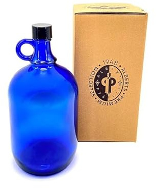 SELECTION ·1948 · ALBERTS · PREMIUM ALBERT PFÄFFLE Glasballon blau 2 Liter, Henkelflasche aus Blauglas inkl. Handschraubverschluss PP31,5 (2)