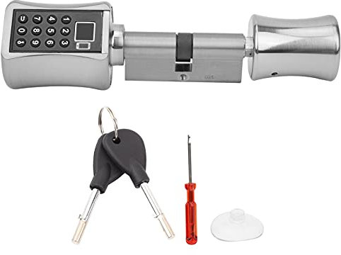 Beufee Fingerprint Door Knob with Keypad and Key, Smart Bluetooth Door Knob Lock Cylinder Keypad Door Lock with Handle for Home Office Bedroom