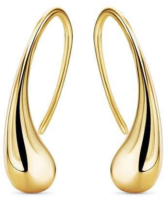 Miore Orecchini Donna Argento Placcati Oro Giallo 18KT, Orecchino Goccia in Argento Sterling 925. Orecchino Moda pendente drop anallergico.