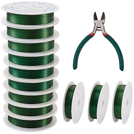 Floristendraht, 9 Rollen/Set, 0,3/0,4/0,5 mm, flexible Floristenbindung, Metall-Basteldrähte mit Seitenschneider for Blumenstrauß, Kranz, DIY, Schmuckherstellung, Floristikdrähte (Farbe: Silber) ( Col