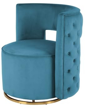 Qiyano Designer Sessel in Petrol - 360-Grad drehbar, Samtbezug, weich komfortabel elegant Luxus Wohnzimmer Schlafzimmer Ankleidezimmer