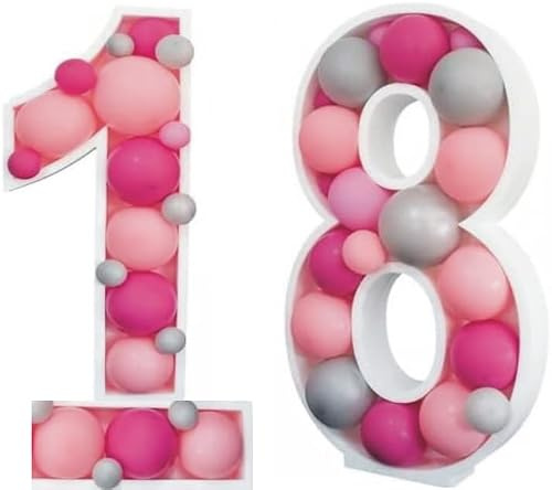 NUMERO 18 IN POLISTIROLO CONTENITORE PER PALLONCINI FIORI ETC. Misure 100 cm Alta x 60 cm. Larga Party Festa Art Balloon Pezzo Singolo