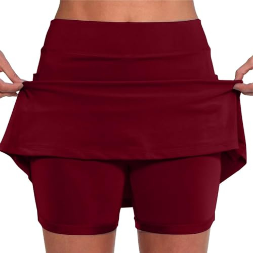 Jupe Short Femme Taille Haute Solide Tennis Golf EntraîNement Sports | Pantskirts pour Yoga Gym Dance Running Ventre Plat Jupette, Pantacourt Femme éTé