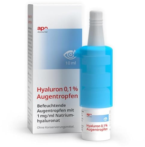 apodiscounter Hyaluron 0,1% Augentropfen bei trockenen und gereizten Augen mit Hyaluronsäure zur Befeuchtung (1x 10 ml)