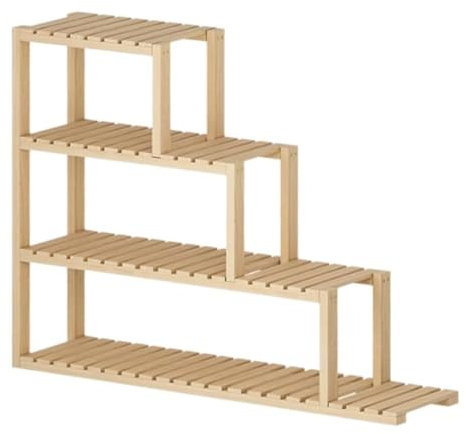 Pflanzenständer, Leiter-Blumenständer, einfacher Retro-Pflanzenständer mit 4 Ebenen, freistehendes Leiterregal aus Holz, praktisches, korrosionsbeständiges Präsentationsregal, Regale für Pflanzen,