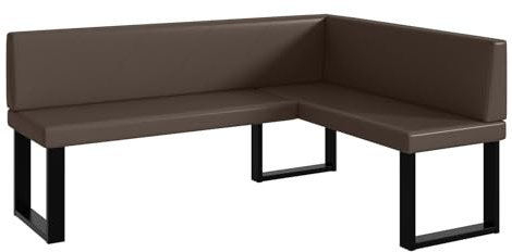 MEBLINI Eckbank für Esszimmer - Küchenbank - Essecke - Sitzecke Küche - ERIC - U-Beine 128x168x87cm Rechts - Braun Kunstleder