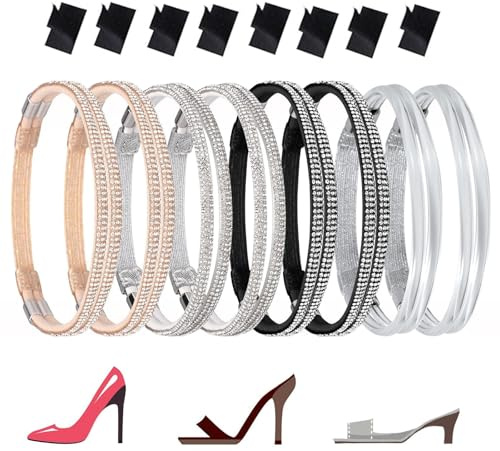 Shoe straps for heels,heel straps for high heels,shoe straps for loose shoes,suitable for fixing loose high heels Elastic high heels(4 Pairs)