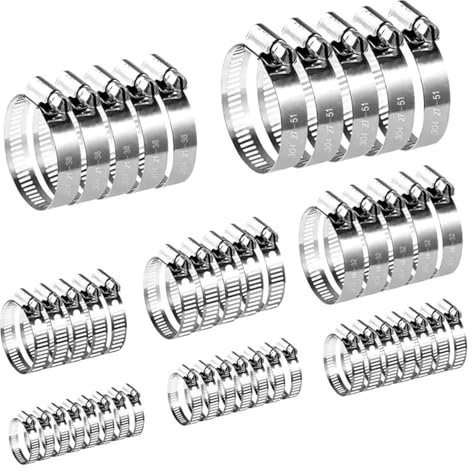 LSDLOUYAQNG Gepanzerte Kabelklemmen 80 Stück Kraftstoffschlauchschellen, Rohrschellen, 6 mm-51 mm, Edelstahl-Bügelklemme, Schlauchschelle, Kfz-Rohre, Clip, festes Werkzeug