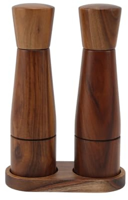 Nicoone Macina sale e pepe in legno da 8 pollici, 2 macinapepe manuale con grana grossa regolabile, macinasale per peperoncino, lilla, pepe, sale