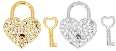 DECOMELODY 2sätze Vorhangschloss Herz Vorhangschloss Mit Schlüssel Kleine Schlösser Aus Zinklegierung Für Koffer Und Terminkalender Filigranes Strass-design