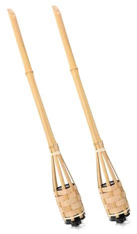 Veemoon 2pcs Handheld Bamboo Torch Lights Outdoor Oil Lantern for Garden Decoration Elegant Kerosene Refillable Festival Torch for Lawn