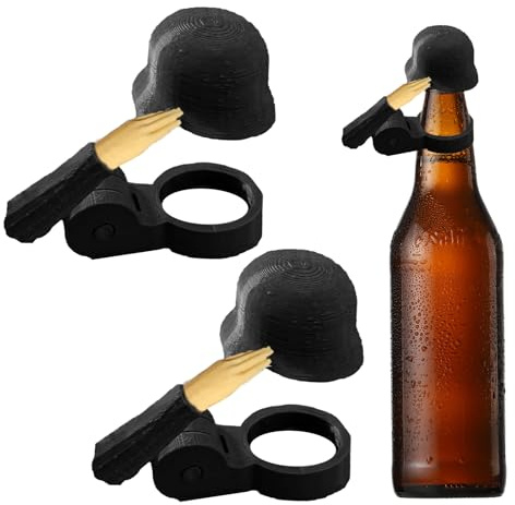 LUMOOM 2 Stück Soldat Salute Bier, Lustiger Salute-Soldaten-Bierhelm, Flaschenverschlüsse, Wiederverwendbar, Dekorative Kappen, für Veteranen, aktive Soldaten, Grillparty, Bar (Schwarz)
