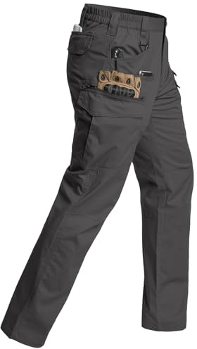 CARWORNIC Men's Stretch Tactical Pants Water-Resistant Ripstop Flex Cargo Work Pants Lightweight Carpenter Construction Utility Pants Waterproof EDC Outdoor Hunting Hiking Trousers with 11 Pockets