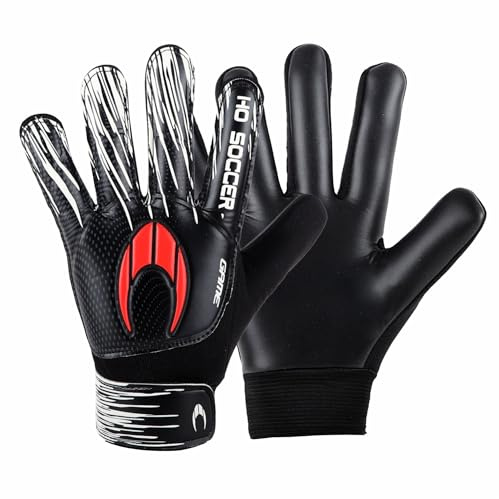 HO Soccer Game Black Guantes de Portero, Unisex Niños, Negro/Rojo,2