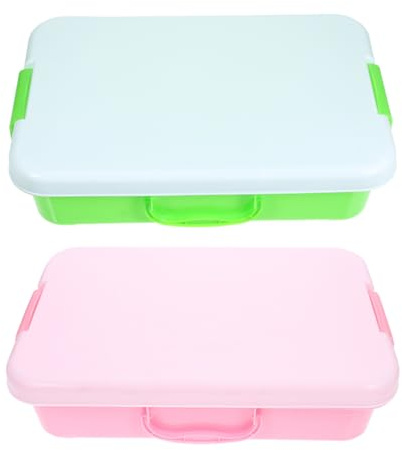 Toddmomy Lot De 2 Bacs Sensoriels en Plastique Bac À Sable Portable avec Poignée Et Couvercle Plateau De Jeu Empilable pour Jouets Et