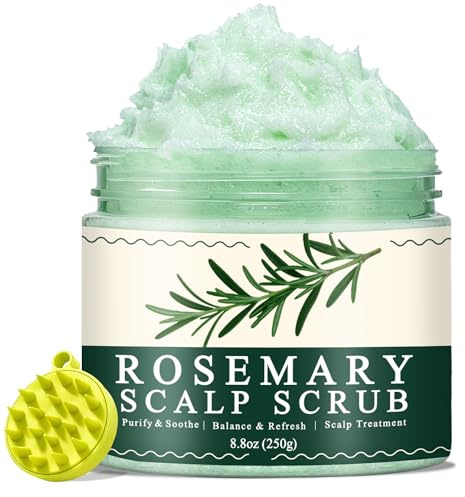 Criszenv Scalp Scrub,Scalp Exfoliator with Rosemary & Mint,Hair Treatment for Itchy Scalp, Dandruff & Buildup Removal, Clarifying Scrub Shampoo with Scalp Massager for Detox & Nourishment/8.8oz