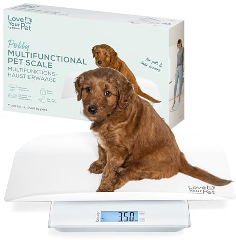 Beurer Love Your Pet Bilancia Polly per Animali Domestici e Persone, Piatto di Pesata Rimovibile, Bilancia per cuccioli e piccoli animali a partire da 100 g, con funzione Fermo-pesata, max 180kg