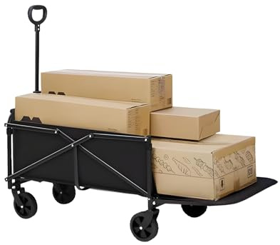 Bollerwagen faltbar 380L+ Bis 320KG Strandwagen Klappbar mit Heckklappe,7 cm breite Geländereifen, Faltbarer Bollerwagen Einkaufen,Camping,Strand,Outdoor (Mittel)