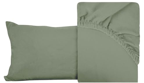BESCH Sábanas Bajeras Térmica Terciopelo de Cristal Ajustable de 2 Piezas 90x200+25cm + 1 Funda Almohada de 45x110cm - Bajera Pólar Felpa, Súper Suave y Acogedora (Esmeralda, Cama 90)