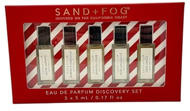 Sand + Fog Eau de Parfum Discovery Set, 5 Fragrances, 5 x 5mL/0.17 fl oz, Warm Cashmere, Jasmine & Cedarwood, Pistachio Dream, Violet Sandalwood, White Vanilla