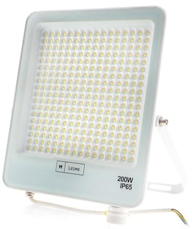 M Ledme - Foco Proyector Led Napoli Plus White 200W, Protección IP65, Regulable de Luz Fría a Luz Cálida 2700K-6500K, Iluminación exterior, De uso para jardín, patios, parking, hotel, naves etc.