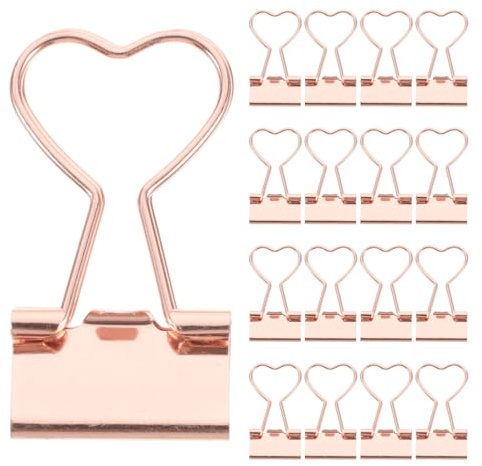 NOLITOY 24pièces Lot de Pinces à Reliure Métalliques Pinces pour Sachets Alimentaires et Papiers avec Poignée Forme de Cœur pour Agendas et Dossiers