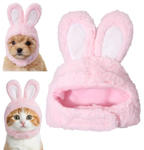 Simpatico costume da coniglietto con orecchie, per gatti e cani di piccola taglia, morbide orecchie da coniglio, per feste di Halloween, accessori per costume di Pasqua, per gatti, cani di piccola