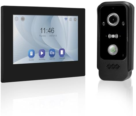 ReaIOKbii Sistema de videoportero de Dos líneas con Wi-Fi residencial, Pantalla táctil IPS de 7 Pulgadas, HD 1080P, cámara de 2 megapíxeles, desbloqueo de aplicación de Graffiti y visión Nocturna