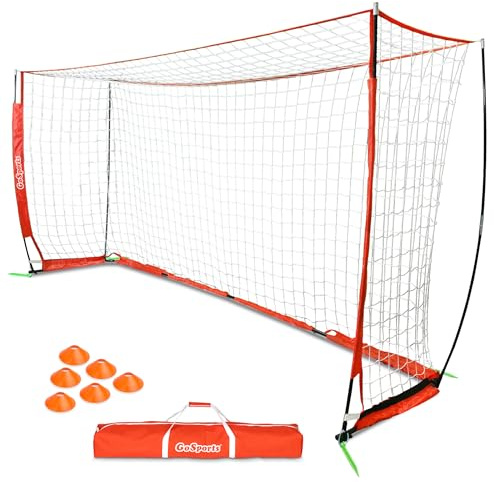 GoSports Elite Soccer Goals - Includes 1 Elite Goal, 6 Training Cones & Portable Carrying Case (Choose 6 Ft or 12 Ft Goal Size)
