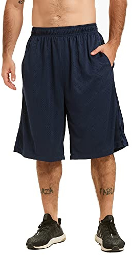 HQUEC Sportshorts, herr, 30 cm, långa basketträningsshorts, nedanför knät, lös passform med fickor, 3XL