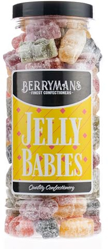 Original Jelly Babies Retro Sweets Gift Jar By Berrymans Sweet Shop - Classic Sweets, Traditional Taste.