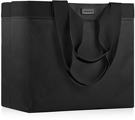 CHICECO Extra Große Shopper Handtasche für Damen Arbeitstasche Reisetasche Wasserdicht XXL, Schwarz(mit 2 Steckfächern)