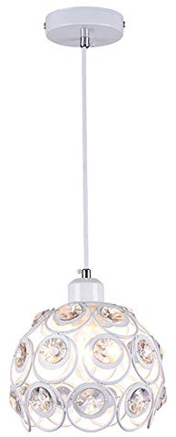 Mengjay Sparkly Hohl Kristall Pendelleuchte, Mini Runde Blume Form Schirm Deckenlampe Gang Balkon Korridor Dekor Befestigung,weiß
