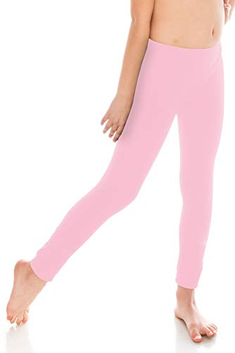 Kurve Girl’s Stretch Active Leggings – Kids Seamless Ankle Length Dance Pants UV Protective Fabric UPF 50+ Made in USA KLG006 Pink S/M