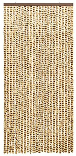 vidaXL Insektenschutz Vorhang Flauschvorhang Plüschvorhang Türvorhang Fadenvorhang Fliegenschutz Wohnwagen Camping Beige Braun 100x220cm Chenille