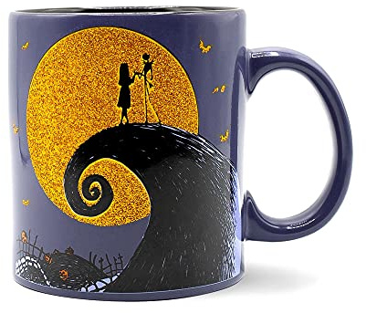 Tasse en céramique à paillettes Disney L'Étrange Noël de monsieur Jack | Capacité : 567 g