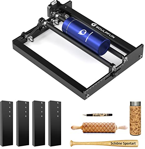 SCULPFUN Laser Rotary Roller Laser Engraving Y-Axis Rotary Roller with 360° Rotation for Laser Engraving Cylindrical Objects, Cans (includes 4 Raised Feet)