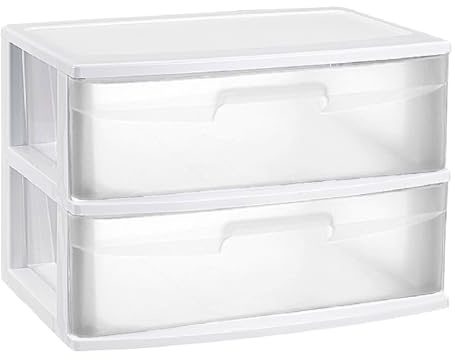 AC - Cajonera de Almacenamiento Nilo con 2 cajones, Torre de Almacenamiento Multiusos para Oficina, hogar, Escuela, etc. 41 x 56 x 39,5 cm. Color Blanco.