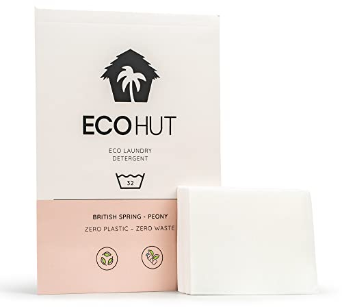 EcoHut Non-Bio Laundry Detergent Sheets - 32-64 Loads, Travel & Eco-Friendly Laundry Strips, 1.0 Count