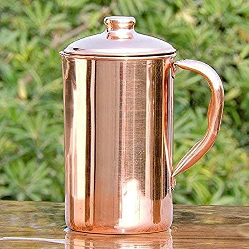 Handgefertigter Krug aus reinem Kupfer, 2 Liter, indisches Yoga, Ayurveda für gute Gesundheitsvorteile (Krug, braun)
