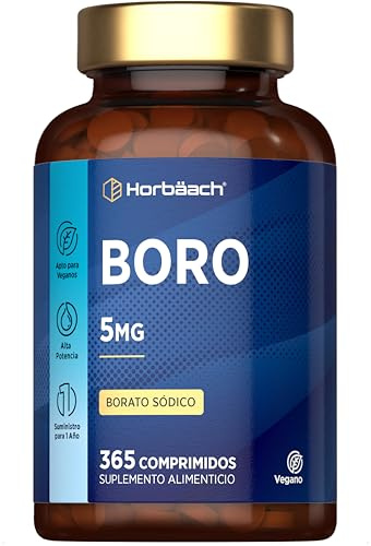 Boron 5mg | 365 Veganska Tabletter | 1 år | Hög dos | Bor tillskott | Boron Supplement | av Horbaach
