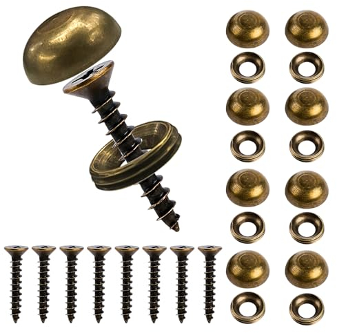 8Pcs Brass Decorative Screws with Caps, Self Tapping Screws for Cabinet Doors, Windows, Mirrors & Wooden Furniture Fixing (15mm)