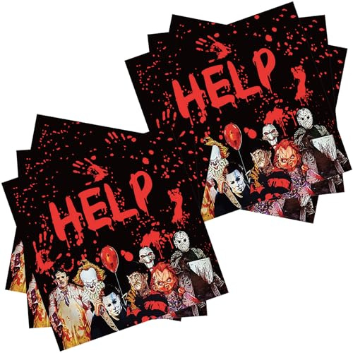 POPOYU Halloween Servietten, 20Stk Halloween Kürbis Fledermaus Burg Servietten 33cm x 33cm Papierservietten für Mann Frau Mädchen Junge Halloween Deko Party Supplies Tischdekoration, Gewebe Grusel