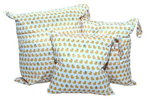 Pmnzdy Windeltasche Wetbag Stoffwindeln Nasstaschen Nassbeutel Wiederverwendbar Wet Bag Windelbeutel Organiser Taschen mit Reißverschluss Wasserdicht Wetbag für Baby Kleinkind 3er-Pack Ente