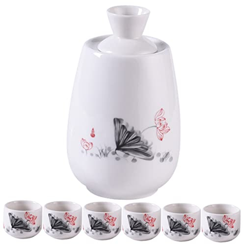 PRETYZOOM Ceramic Wine Warmer Set Sake Cups for Serving Brandy and Japanese Sake at Home Parties