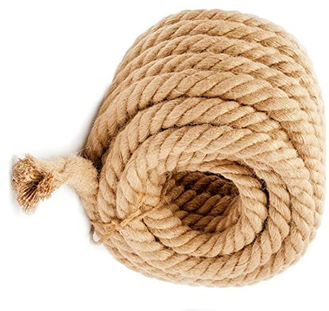 Corda di iuta, Corda di canapa, Corde di canapa da 15 mm, Corda di iuta for decking, Corda di spago for decorazione da giardino di guerra super resistente a 4 fili for artigianato fai-da-te (dimension