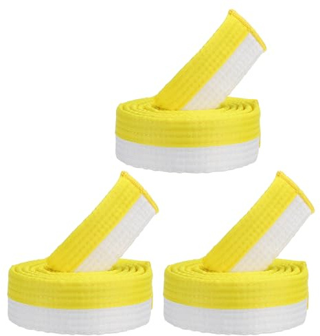 PATIKIL Taekwondo Farbiger Ranggürtel, 3er Pack 1,6 x6Ft 1,8M Polyester Kampfsport Judo Karate Gürtel für Trainer Unterricht Praxis, Weiß und Gelb